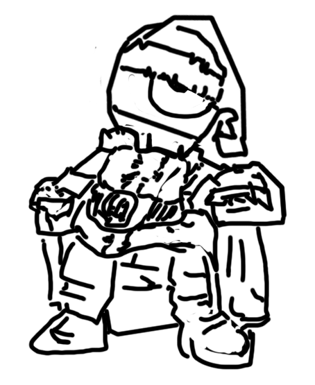 Character looking up