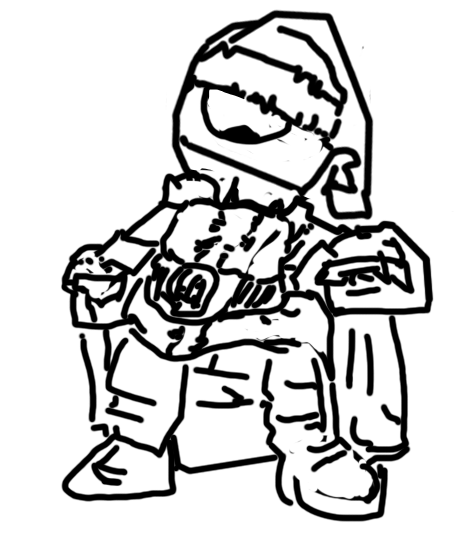 Character looking down